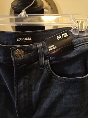 Express Women's Skinny High Rise Jeans - Dark Blue